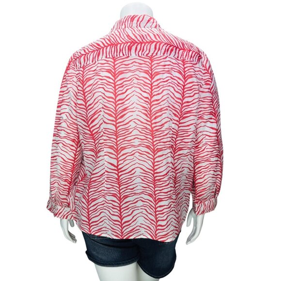 Chico's Womens Top Zebra Stripe Pink Cotton Long Sleeve Pockets Size 3 | XL - Picture 7 of 13